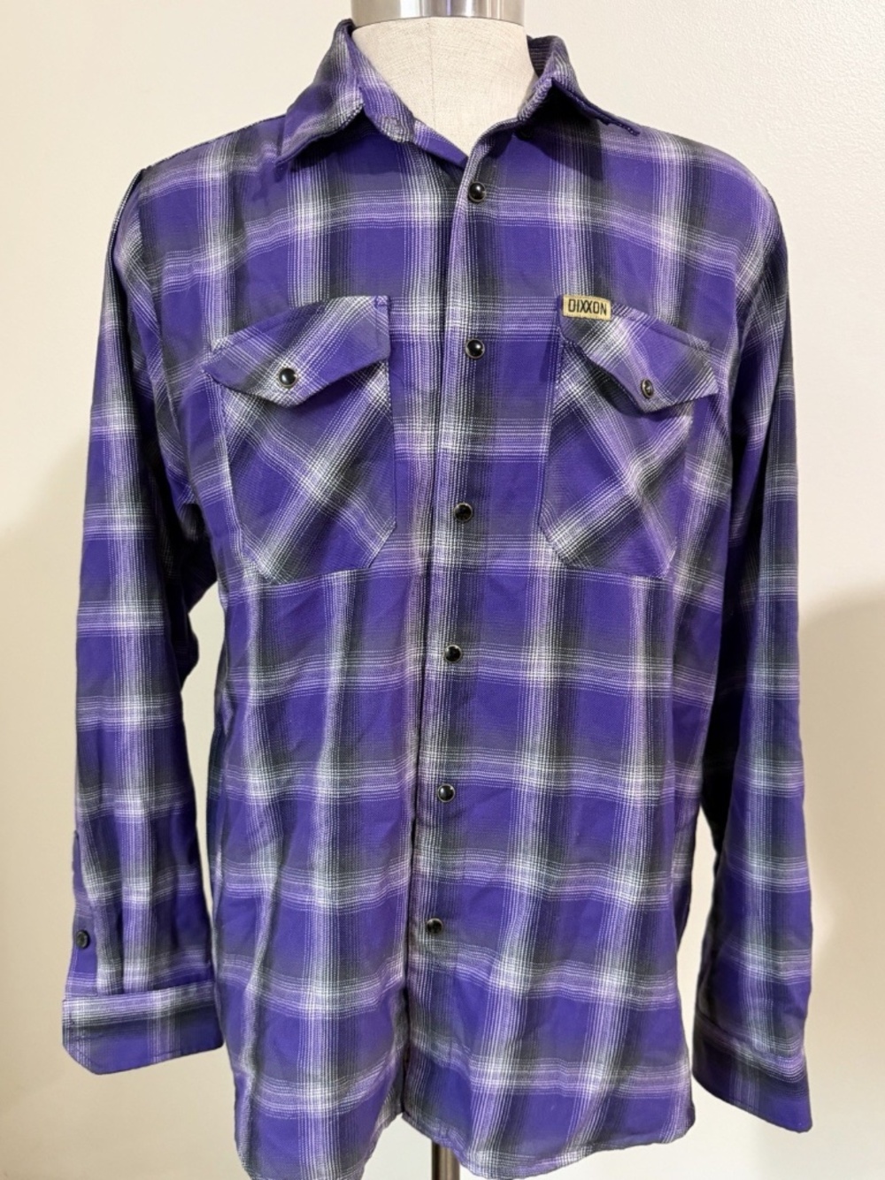 Dixxon Flannel Co. The Sacrifice Button Front Shirt Purple Black L EUC